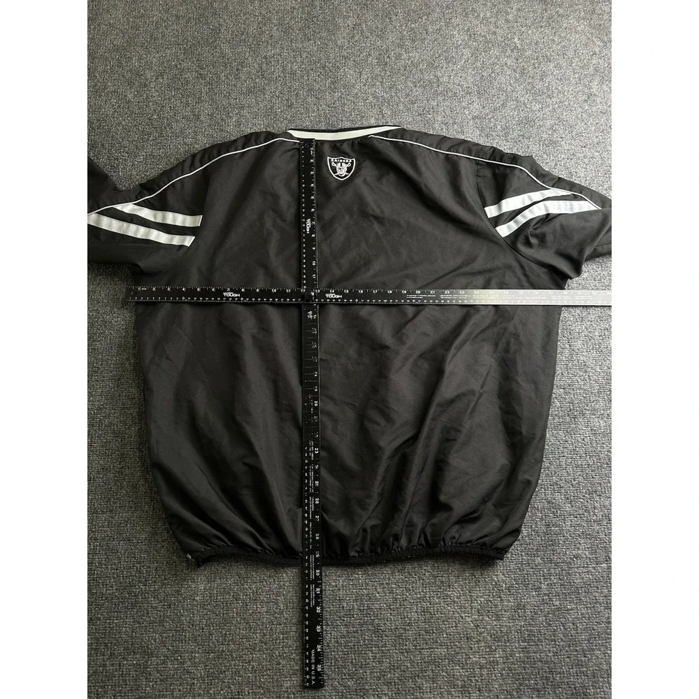 Mens Las Vegas Raiders NFL Pullover Windbreaker Jacket Black Silver, Size 2XL